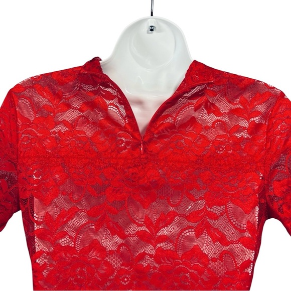 Guess Los Angeles, Shayna Knit Blouse - Red Lace - Size S - Picture 8 of 10